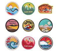 SLEEKEE 9 Pièces De Patchs Paysagers, Patchs Ronds, Patchs Brodés, Adaptés Aux Jeans, Vestes, Chapeaux, Sacs À Dos