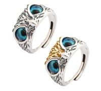 SLEEKEE Bagues Hibou 2 Pièces, Bagues Vintage, Bagues Élément Animal, Bagues Réglables, Autocollants Créatifs