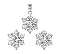 SLEEKEE Boucles d'Oreilles et Pendentif Flocon de Neige - Accessoires de Bijoux en Diamant Élégants