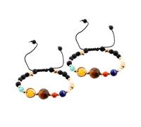 SLEEKEE Bracelets Thème Planète 2 Pièces, Bracelets Perlés, Bracelets Tissés, Bracelets De Mode, Bracelets Personnalisés Créatifs, Bracelets Cadeaux
