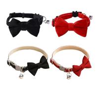 SLEEKEE Collier Cloche À Nœud 4 Pièces, Collier pour Animaux De Compagnie, Collier Réglable, Accessoires De Bandage pour Animaux De Compagnie, Collier pour Chat Mignon