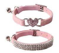SLEEKEE Colliers pour Chat 2 Pièces, Colliers pour Chat Et Chien en Strass, Colliers pour Chat avec Cloches, Colliers pour Chaton Mignons, Colliers pour Chaton Réglables