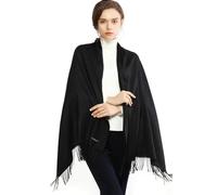 SLEEKEE Écharpe en Cachemire Doux, Châle et Écharpe Noire pour Femmes, Tricotée (70 x 200 cm)