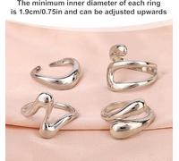 SLEEKEE Ensemble D'Anneaux Irréguliers De 8 Pièces, Conception D'Ouverture Métallique, Style Simple Et Tendance, Accessoires D'Empilage À Plusieurs Doigts, Vêtements À La Mode.