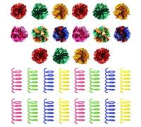 SLEEKEE Jouets À Boule Pliante 16 Pièces Et Jouets À Plumes 16 Pièces, Fournitures pour Chats De Compagnie, Jouets Créatifs pour Animaux De Compagnie, Jouets Interactifs pour Chats