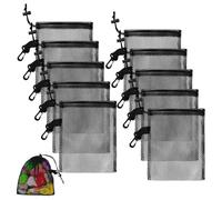 SLEEKEE Lot de 10 sacs en filet de nylon, sacs portables en maille avec cordon de serrage, adaptés pour la natation, les voyages et le stockage de sport, etc. (15 x 20 cm), Noir , taille unique