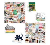 SLEEKEE Lot de 100 autocollants de lecture de livres, imperméables, pour ordinateurs, bouteilles d'eau, cahiers, motifs mignons, créatifs