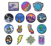 SLEEKEE Lot de 15 écussons thermocollants colorés pour vêtements, accessoires de couture