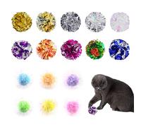 SLEEKEE Lot de 16 balles en papier bruyantes pour chat - Jouet d'intérieur pour chat - Réutilisables - Convient pour jeu interactif pour chat (6 cm)