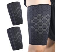 SLEEKEE Lot de 2 bandages de compression pour ischio-jambiers, respirants, pour femmes, compression du tendon des jambes, noir