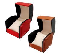SLEEKEE Lot de 2 boîtes à montres en cuir synthétique - Boîte cadeau pour montres pour homme - Boîte de rangement pour montres - Convient pour la plupart des montres (marron, rouge)