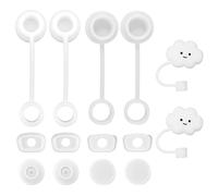 SLEEKEE Lot de 2 bouchons anti-fuite en silicone, 2 couvercles en paille White Cloud, accessoires anti-poussière gobelets de paille, compatibles les gobelets en paille version 1.0 et version
