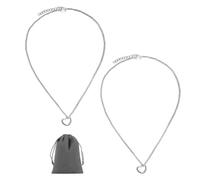SLEEKEE Lot de 2 colliers d'amour, avec 1 pochette en velours gris, pour femme, avec pendentif en forme de cœur creux, en fer, en forme de cœur (argenté), Acier inoxydable