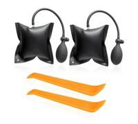 SLEEKEE Lot de 2 coussins de montage noirs et 2 burins, coussinet de levage avec charge jusqu'à 200 kg, coussin d'air, cric, coussin de levage, coussin de montage pour voiture, montage de porte et