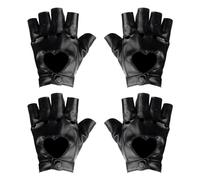 SLEEKEE Lot de 2 paires de gants noirs sans doigts en cuir pour femme, accessoires de cosplay, gants de motard punk, gants en cuir pour rock et hip hop, Noir , taille unique