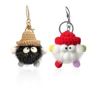 SLEEKEE Lot de 2 Porte-Clés en Peluche, Créatif et Personnalisé, pour Sac, Dessin Animé (Noir + Couleur), Taille Unique
