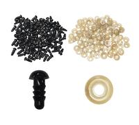 SLEEKEE Lot de 200 yeux de sécurité noirs avec 200 entretoises, accessoires pour peluches, yeux d'animaux en crochet, en plastique de 6 mm.