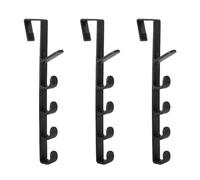 SLEEKEE Lot de 3 crochets de porte, crochets de porte, crochets de porte sans trous de perforation, étagères de porte, porte-serviettes, convient pour accrocher serviettes et vêtements (noir)