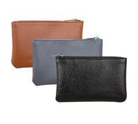 SLEEKEE Lot de 3 mini porte-monnaie en cuir pour femme - Mini porte-monnaie - Porte-monnaie - Porte-monnaie minimaliste - Porte-monnaie en cuir (noir, bleu, marron clair), Noir, bleu, marron clair,
