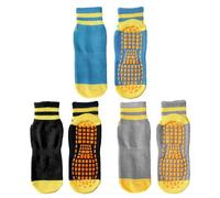 SLEEKEE Lot de 3 paires de chaussettes antidérapantes pour femme pour yoga, pilates, danse, sport, violet, gris, bleu, 19 cm, tailles 35 à 38, or, 32 1/3 EU Larga