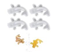 SLEEKEE Lot de 4 moules en silicone pour koï - Moule en silicone - Moule en forme d'animal 3D - Moule en résine pour la cuisson de gâteaux DIY
