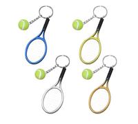 SLEEKEE Lot de 4 porte-clés raquette de tennis, porte-clés de jeu, mini porte-clés, accessoires de tennis, porte-clés unisexes (multicolore), multicolore, taille unique