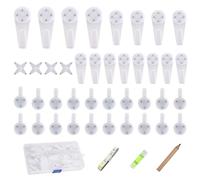 SLEEKEE Lot de 41 crochets sans trace pour mur dur avec 1 boîte de rangement, chevalet de fixation pour cadre photo, crochets de cadre photo, crochets de cadre photo, tableaux muraux durs pour
