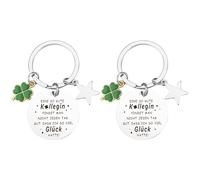 SLEEKEE Porte-Clés Trèfle À Quatre Feuilles, Cadeau Remerciement Collègue, Argent, 2 Pièces