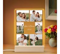Sleeleece Cadre photo personnalisé, plaque en acrylique personnalisée avec photos, lumière Phtoto personnalisée pour petit ami/petite amie, cadeau d'anniversaire pour homme et femme, cadeau