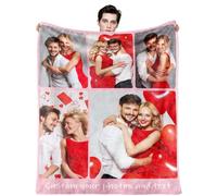 Sleeleece Couverture personnalisée avec photo et texte, pour femme, homme, elle, lui, maman, papa, cadeaux personnalisés pour la Saint-Valentin, un anniversaire, des couples, des amis