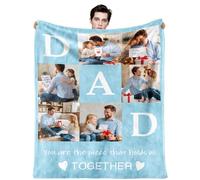 Sleeleece Couverture personnalisée pour papa de la part de sa fille et de son fils, couverture avec photos, cadeau d'anniversaire pour papa