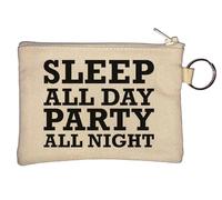 Sleep All Day Party All Night Porte-clés porte-monnaie Beige