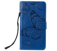 Sleep bear)Coque/Etui Housse pour Samsung Galaxy A20E, Papillons et Animaux Motif en PU Etui en Cuir, Portable Wallet Flip de Téléphone Case Protection Cover-Bleu