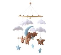 Sleep Bear Moon Baby Crib Cradle Bed Bell, Bear Mobile Bassinet Toys, Felt Cloud Cradle Toy, 45x23cm, Fabriqué À La Main, Accrocheur, Décoratif Pour La Chambre, Chambre Pour, Station De Couche