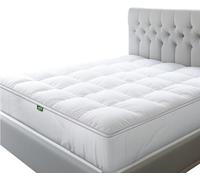 Sleep Mantra Dessus De Matelas en Pur Coton pour Grand Lit - Dessus De Coussin Matelassé Moelleux avec Remplissage Alternatif en Duvet, Coussin De Surmatelas Épais Optimal (Blanc, Grand Lit)