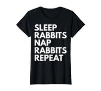 Sleep Nap Rabbits Repeat Rabbit Alover T-Shirt Graphique avec Valeur, Femme, Noir, L