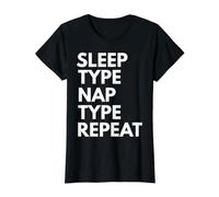 Sleep Nap Type Répétiteur Auteur Machine à écrire T-Shirt Graphique avec Valeur, Femme, Noir, M