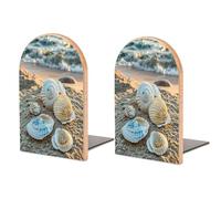 Sleep on Shells Serre-livres en bois robuste pour étagères avec base en métal pour étagères