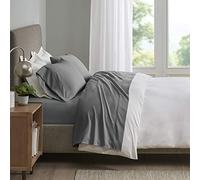 SLEEP PHILOSOPHY Smart Cool SHET20-964 Parure de lit 4 pièces en Microfibre Respirante et hypoallergénique, évacuant l'humidité, très Grand lit californien, Gris