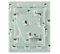 Sleep Philosophy True North by Cozy Flannel Warm 100% Cotton Sheet - Novelty Print Animals Stars Cute Ultra Soft Cold Weather Bedding Set, King, Seafoam Llama 4 Piece
