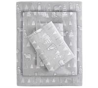 Sleep Philosophy True North by Cozy Parure de lit 4 pièces Chaude en Flanelle 100% Coton - Imprimé Fantaisie, Animaux, étoiles, Mignons, Ultra Douce pour Temps Froid, Grand lit, Ours