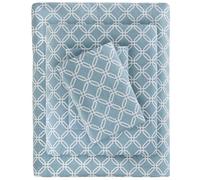 Sleep Philosophy True North by Parure de lit 4 pièces en Flanelle Chaude 100% Coton, imprimé Fantaisie, Animaux, étoiles, Mignons, Ultra Douce pour Temps Froid, lit Double, Motif géométrique Bleu