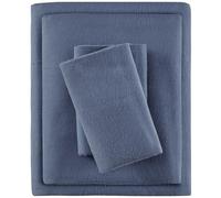 Sleep Philosophy True North by Parure de lit 4 pièces en Flanelle Chaude 100% Coton - Imprimé Fantaisie, Animaux, étoiles, Mignons, Ultra Douce pour Temps Froid, Grand lit, Bleu uni