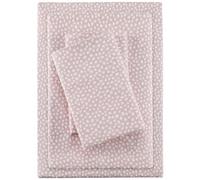Sleep Philosophy True North by Parure de lit 4 pièces en Flanelle Chaude 100% Coton, imprimé Fantaisie, Animaux, étoiles, Mignons, Ultra Douce pour Temps Froid, lit Double, Pois Blush