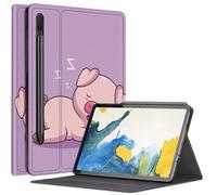 Sleep Pink Pig Étui pour Samsung Galaxy Tab S9 Plus/S9 FE Plus 5G 12,4" 2023, plusieurs angles de vue avec porte-stylo, mise en veille/réveil automatique pour Galaxy Tab S9+