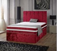 Sleep Vibe Lit divan en velours écrasé avec matelas et tête de lit en strass de 50,8 cm sans tiroirs