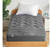 SLEEP ZONE Cooling Twin Mattress Topper for Single Bed, Premium Zoned Cool Mattress Pad Cover, Padded Mattress Protector Breathable Washable, Deep Pocket 8-21" (Grey, Twin, 39 x 75)