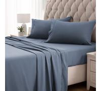 Sleep Zone Super Soft Refractering King Feuilles de lit King 4 Pieds - Ensembles de tasses plates et d'oreiller en soins d'adaptation faciles - R