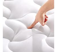 SLEEP ZONE Surmatelas rafraîchissant pour Grand lit, Housse de Matelas matelassée, Lavable en Machine, Alternative au Duvet Doux et Moelleux, Poche Profonde de 20,3 à 53,3 cm (Blanc, Grand lit)