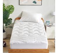 SLEEP ZONE Surmatelas rafraîchissant pour lit Simple - Protège-Matelas matelassé zoné de qualité supérieure - Lavable en Machine - Durable - Poche Profonde de 20,3 à 53,3 cm (Blanc, lit Simple)